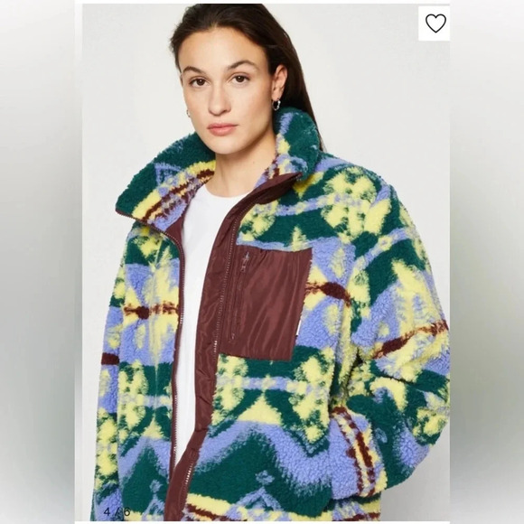 Wrangler Women's Multi Colored Sherpa Fleece Zip Through Jacket 112342 NWT - Picture 10 of 16